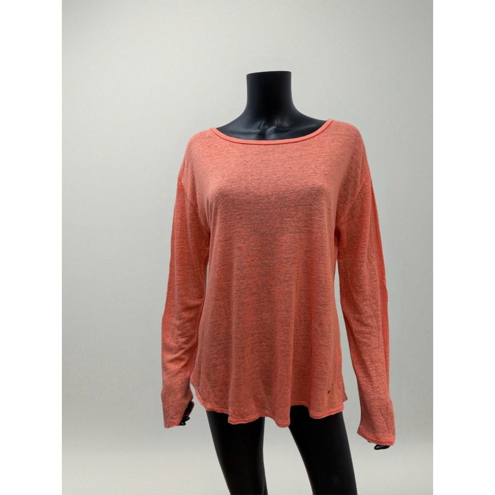 Calvin Klein Jeans 100% Linen Lightweight Long Sleeve‎ Top Coral L